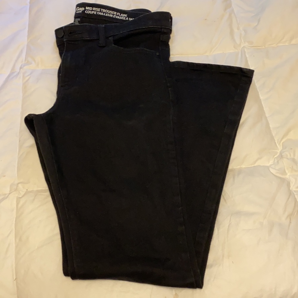 Women’s Mid Rise Trouser Flare Black Jeans. Size14